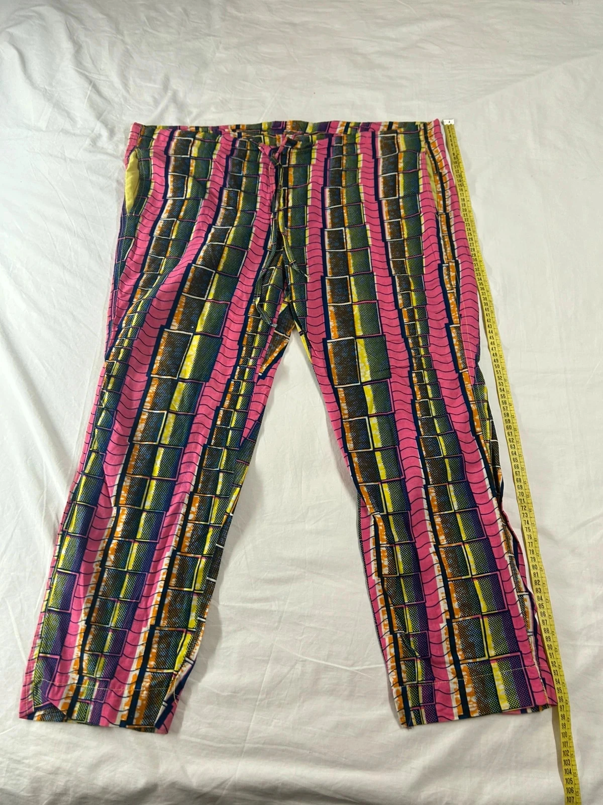 Pantalon à motifs vintage multicolore fait main hand made